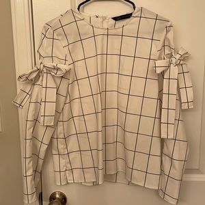 Zara windowpane blouse